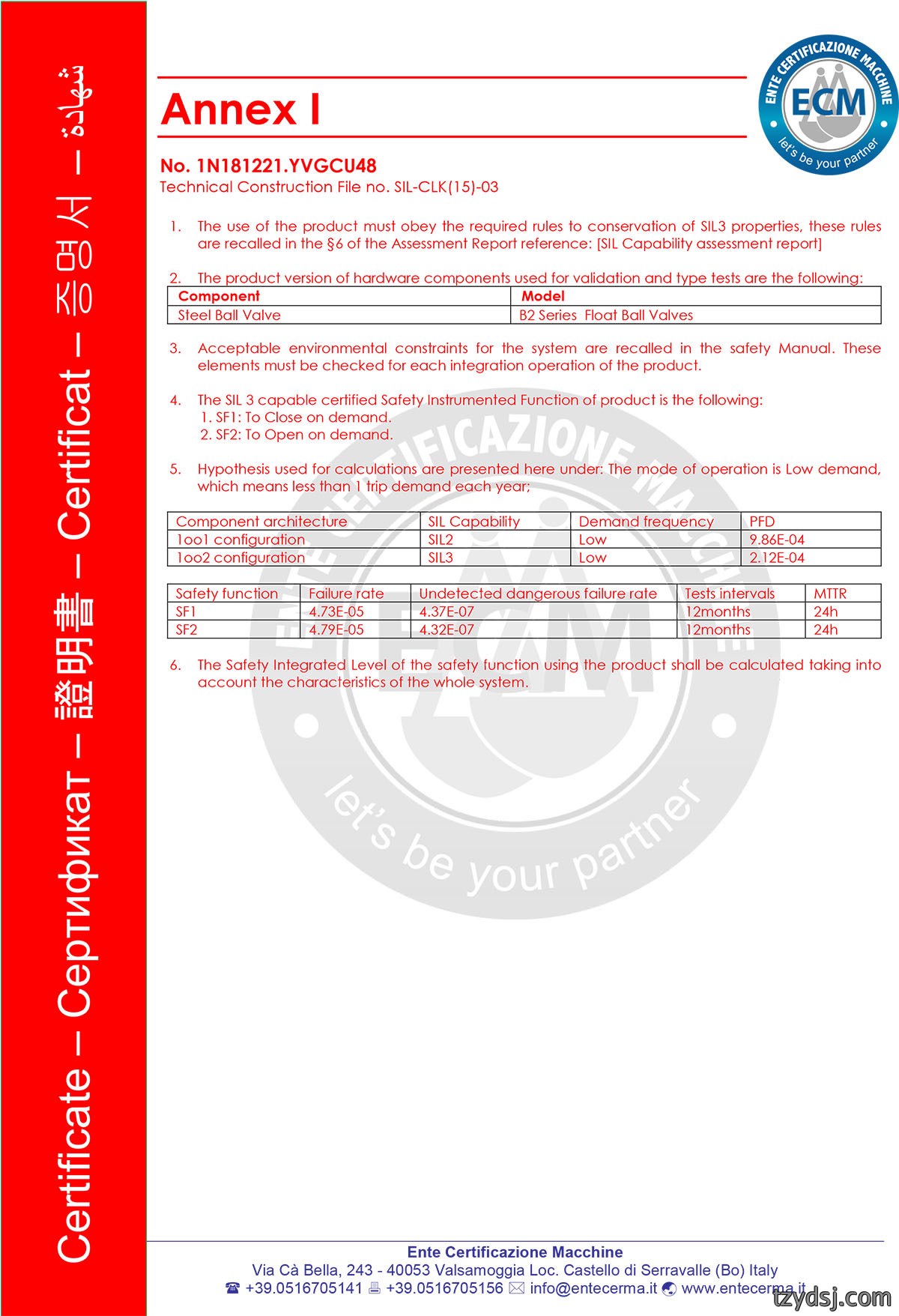 26 SIL功能安全认证证书（B2级球阀）-2