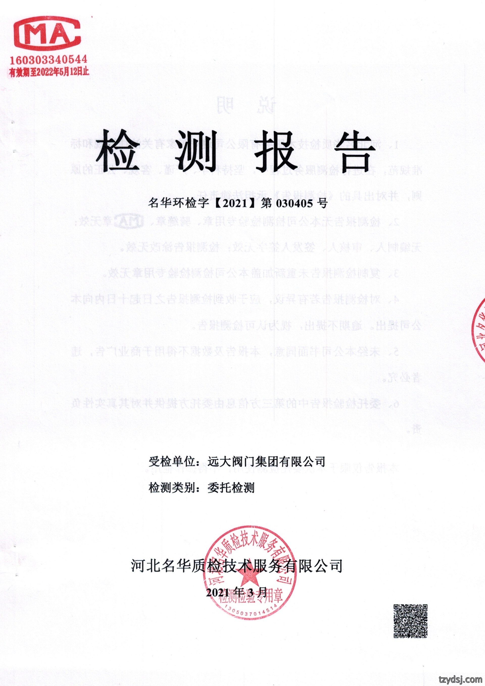 远大阀门第一季度锅炉检测+噪声检测报告